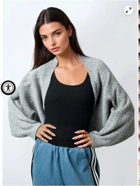 Kate Hewko Gray Cropped shrug Sweater